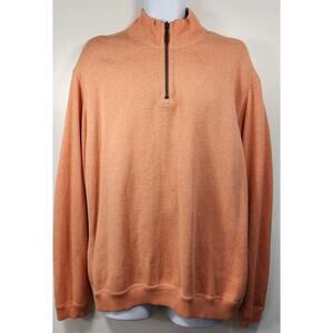 Tommy Bahama Reversible 1/4 Zip Pullover L Gray Orange Cotton